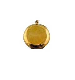 18K Yellow Gold and Enamel Round Locket with Floral Design #16549