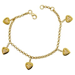 18K Yellow Gold and Fine Diamond Heart Motif Bracelet by Mauboussin Parisl