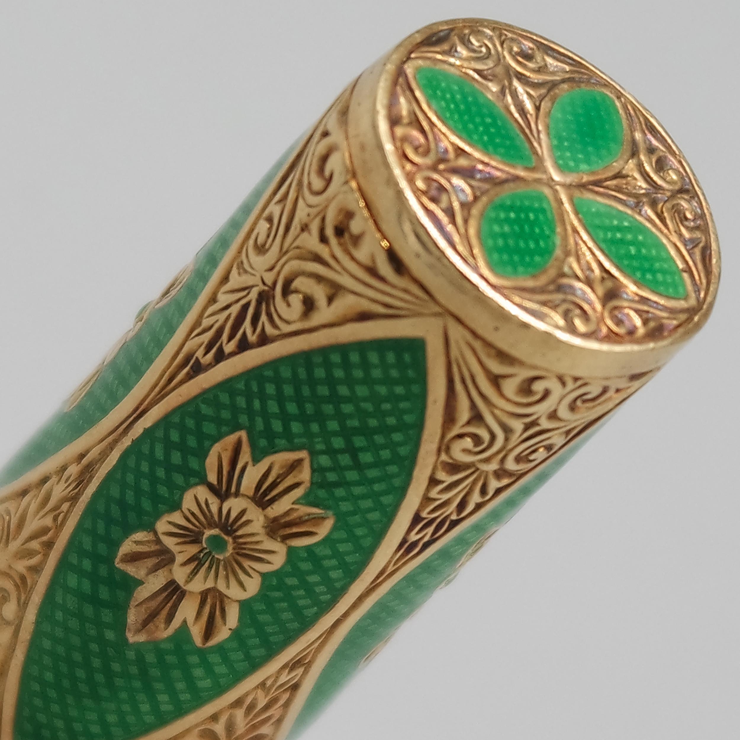 Women's or Men's 18k Yellow Gold and Guilloché Enamel Nécessaire