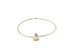 18 Karat Yellow Gold and Invisible-Set Diamond Heart Necklace, 3.75 Carat
