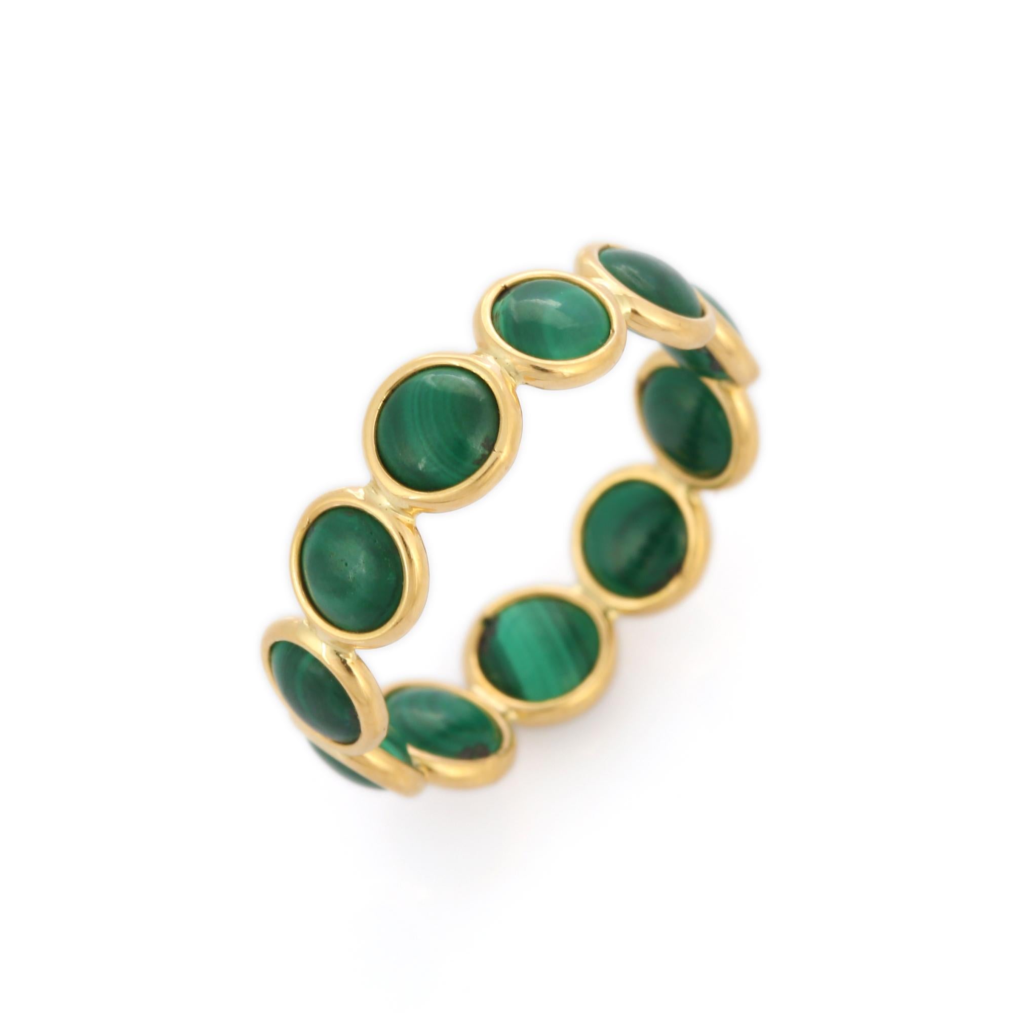 For Sale:  18k Solid Yellow Gold and Malachite Eternity Band Ring  2