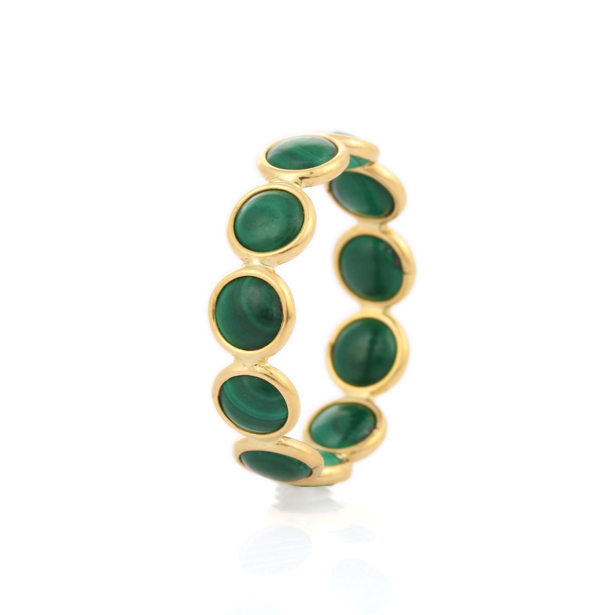 For Sale:  18k Solid Yellow Gold and Malachite Eternity Band Ring  3