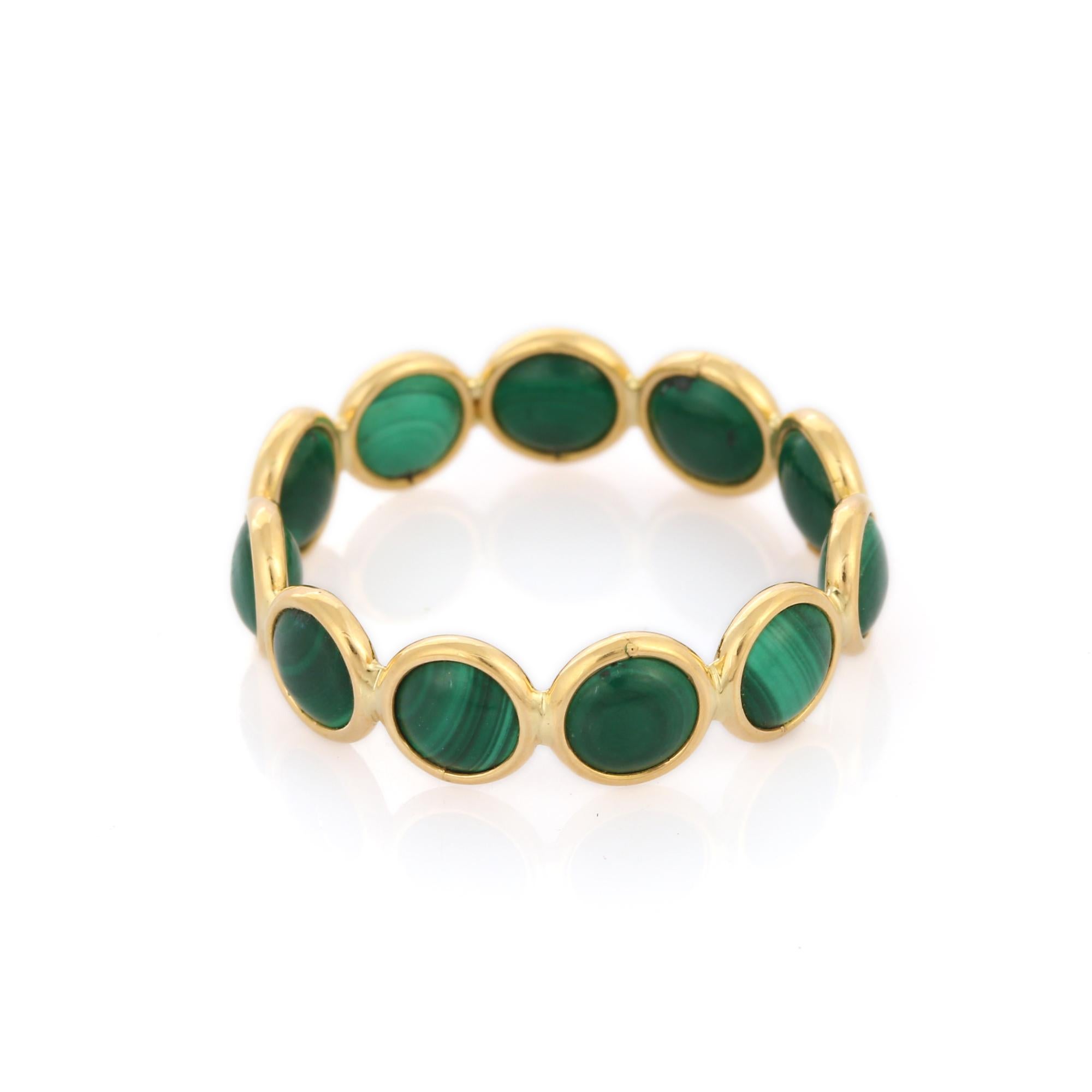 For Sale:  18k Solid Yellow Gold and Malachite Eternity Band Ring  4