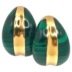 18k Yellow Gold and Malachite Modernist Earrings by S'Paliu