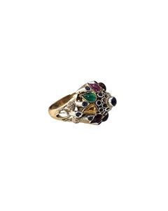 18K Yellow Gold and Multi-Colored Stone Thai Princess Ring Size 5.25 #24092