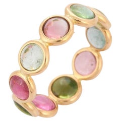 18K Yellow Gold Multi-Tourmaline Eternity Band