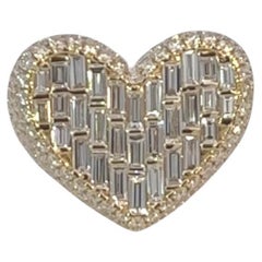 18K Yellow Gold and Natural Diamond Heart Shaped Signet Ring