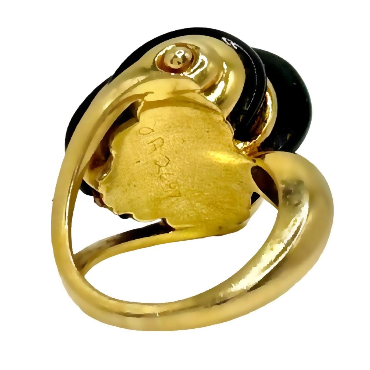 18k Yellow Gold and Onyx Vintage American Modernist Ring 1