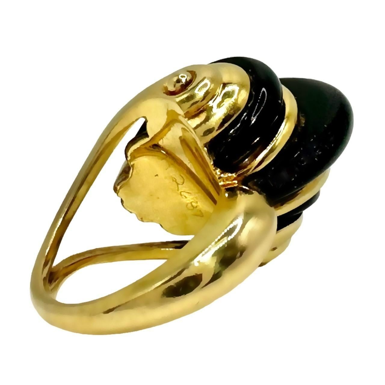 18k Yellow Gold and Onyx Vintage American Modernist Ring 2