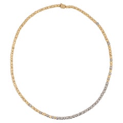 18K Yellow Gold and Palladium Hitched Beaded Necklace. 17 Inches