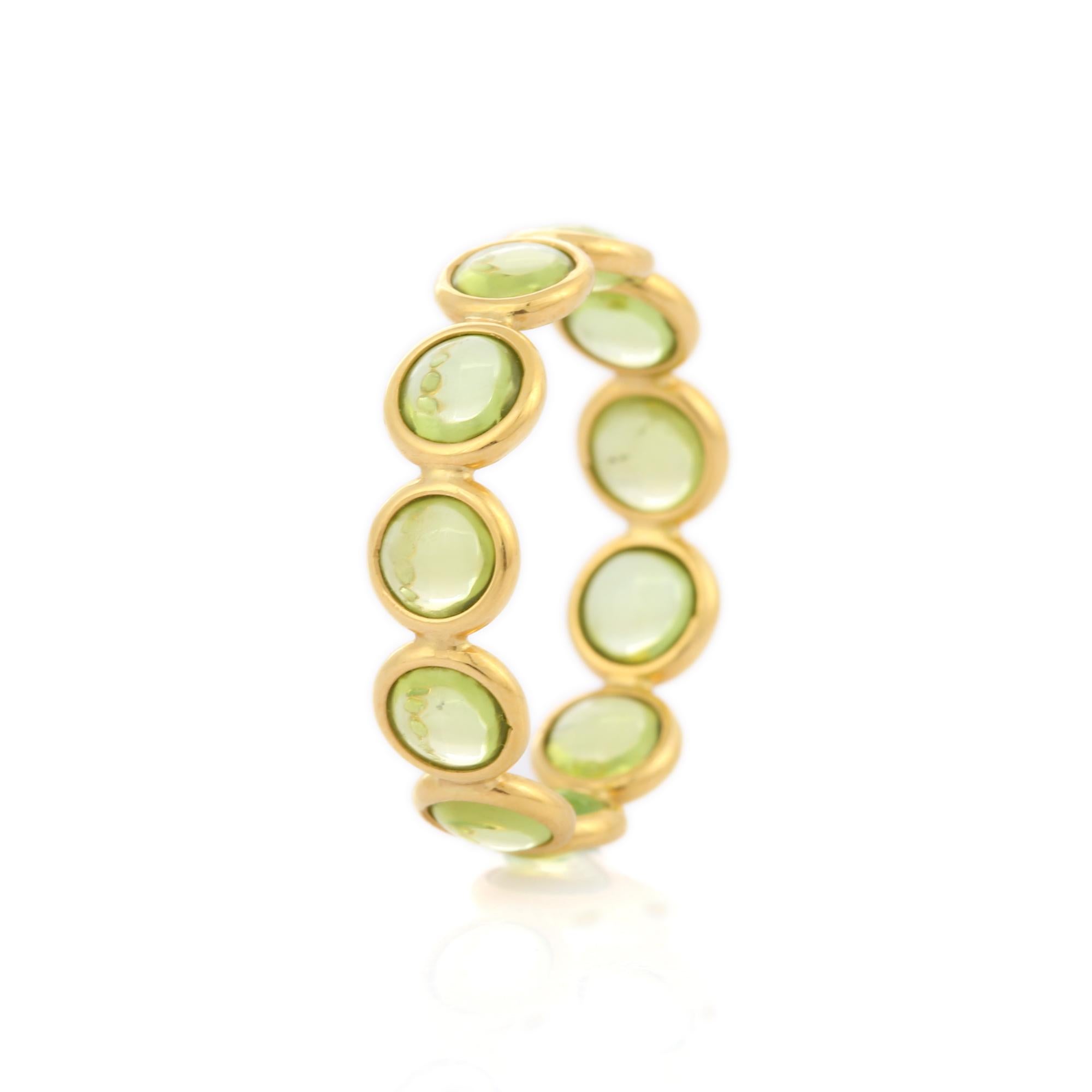 For Sale:  18k Solid Yellow Gold Peridot Eternity Band 6