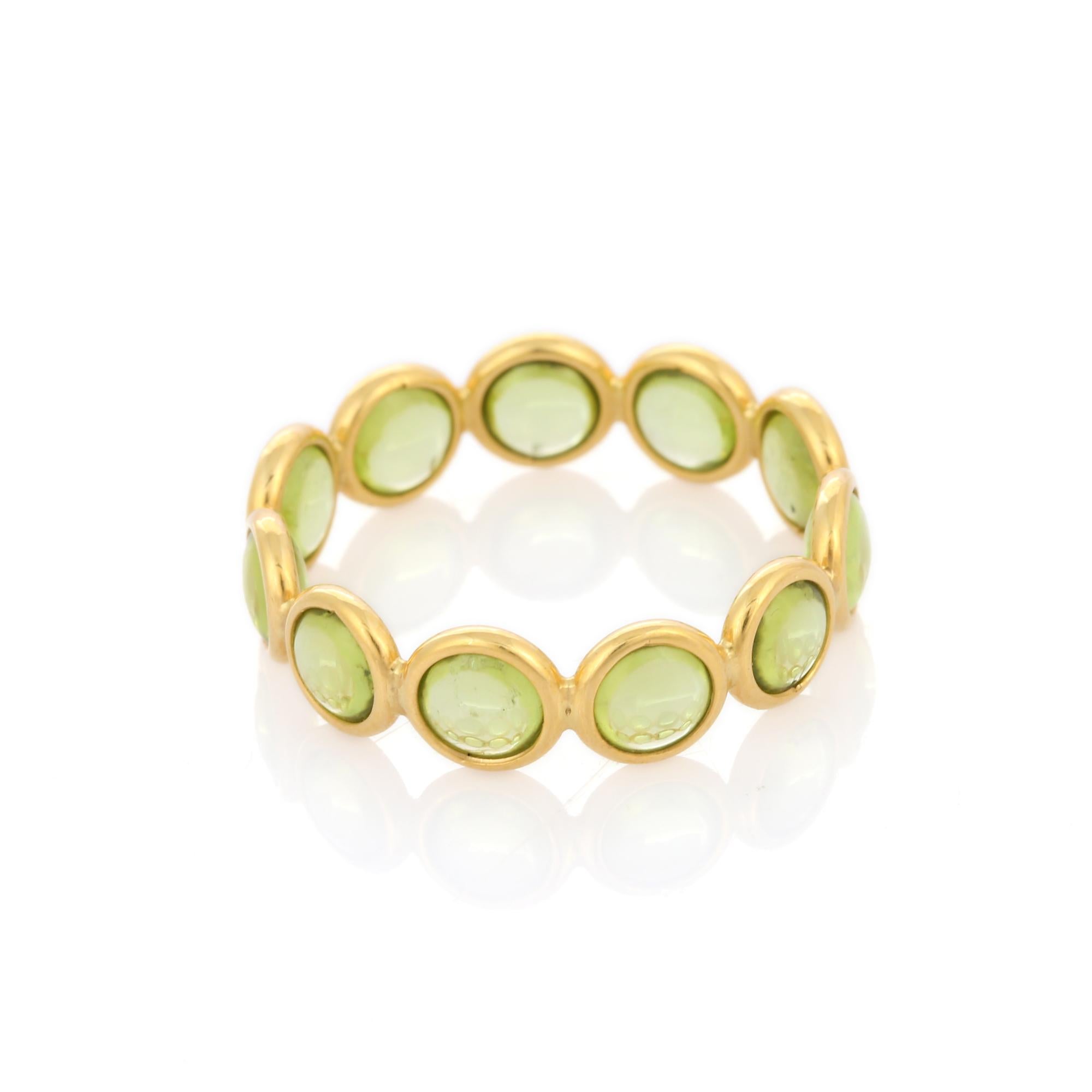 For Sale:  18k Solid Yellow Gold Peridot Eternity Band 7
