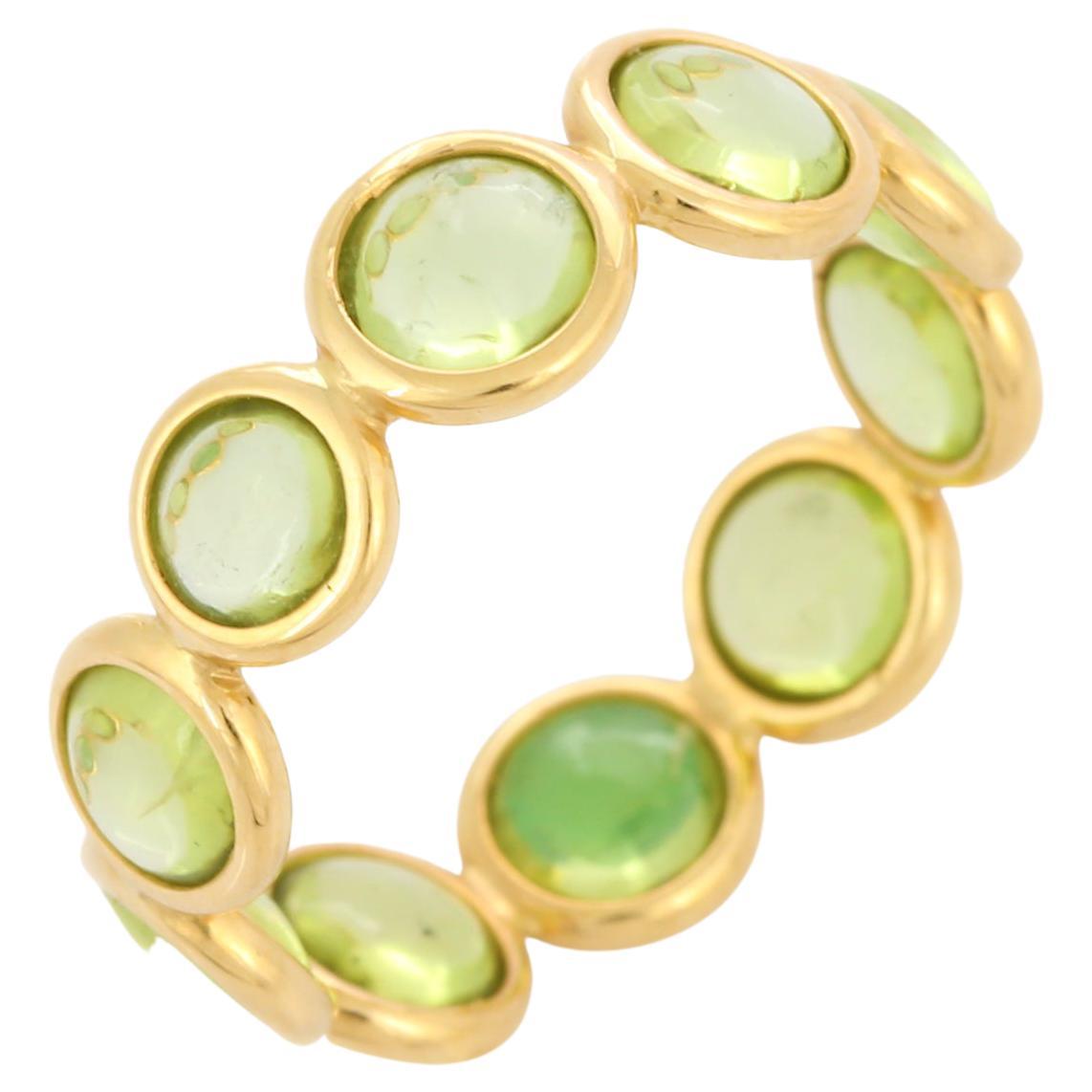 18K Yellow Gold and Peridot Eternity Band