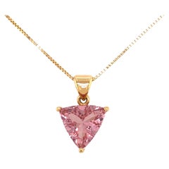 18K Yellow Gold and Pink Tourmaline Pendant (P10091n)