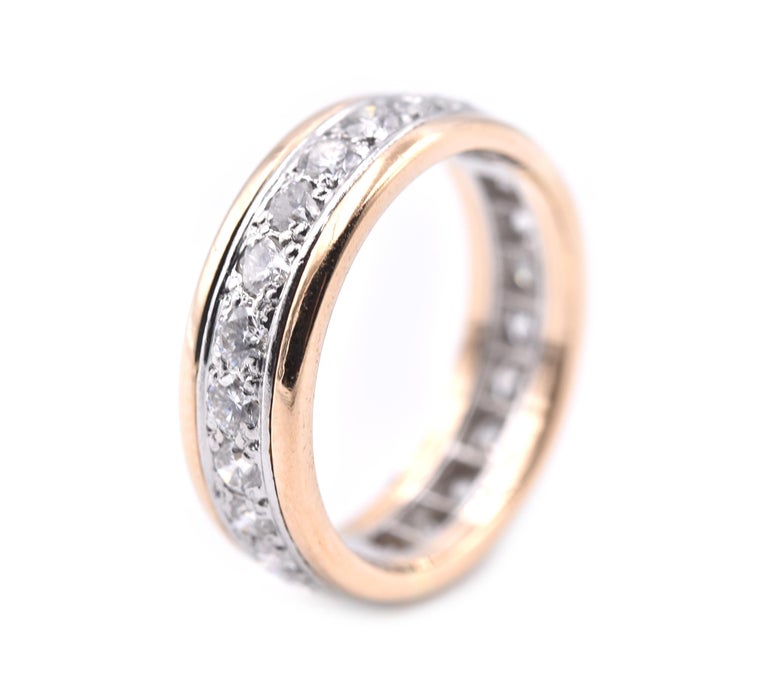 18 Karat Yellow Gold and Platinum 1.20 Carat Diamond Eternity Band For ...