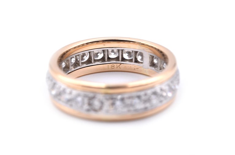 18 Karat Yellow Gold and Platinum 1.20 Carat Diamond Eternity Band For ...