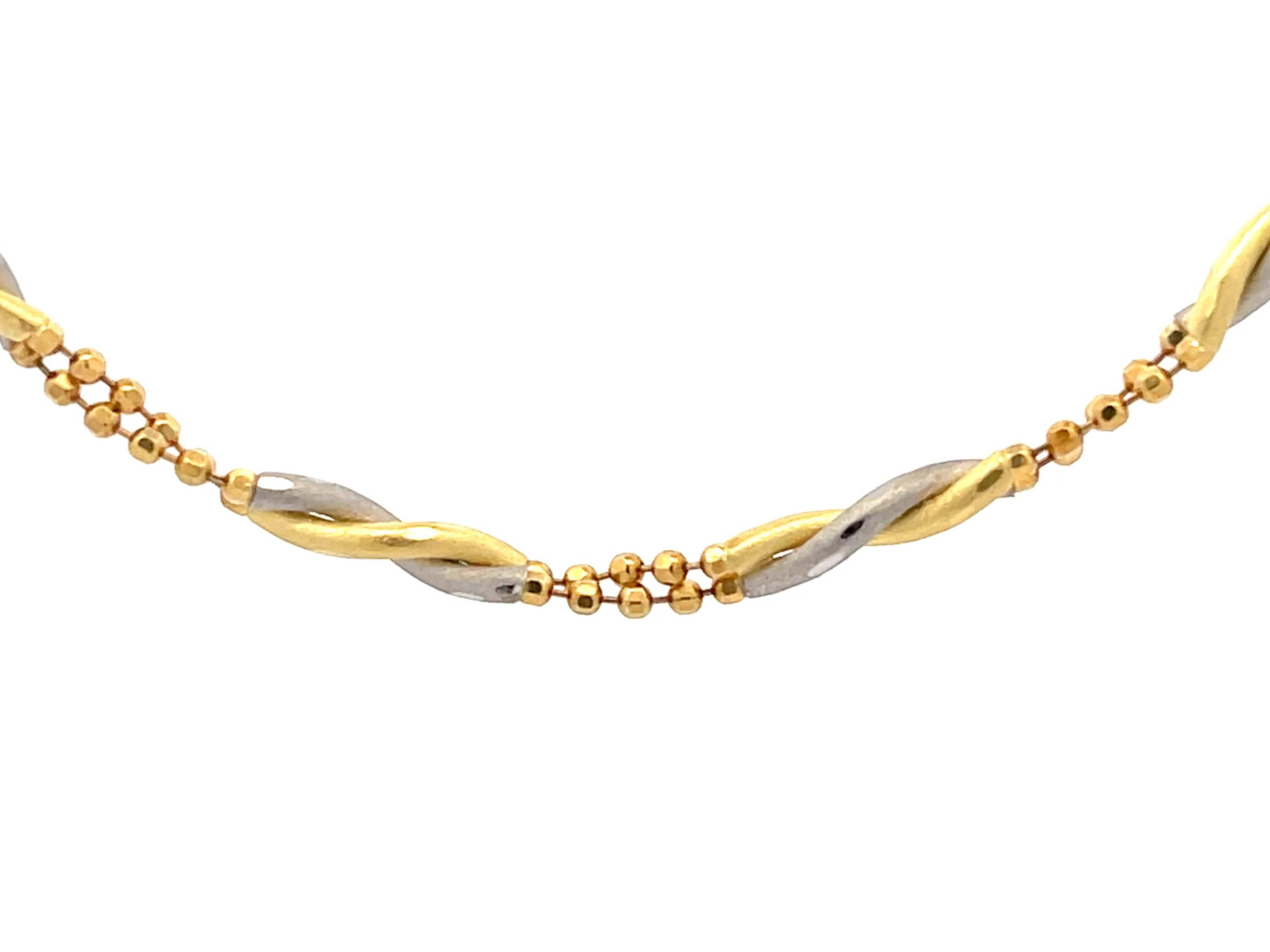 Modern 18k Yellow Gold and Platinum Chain Link Necklace  For Sale