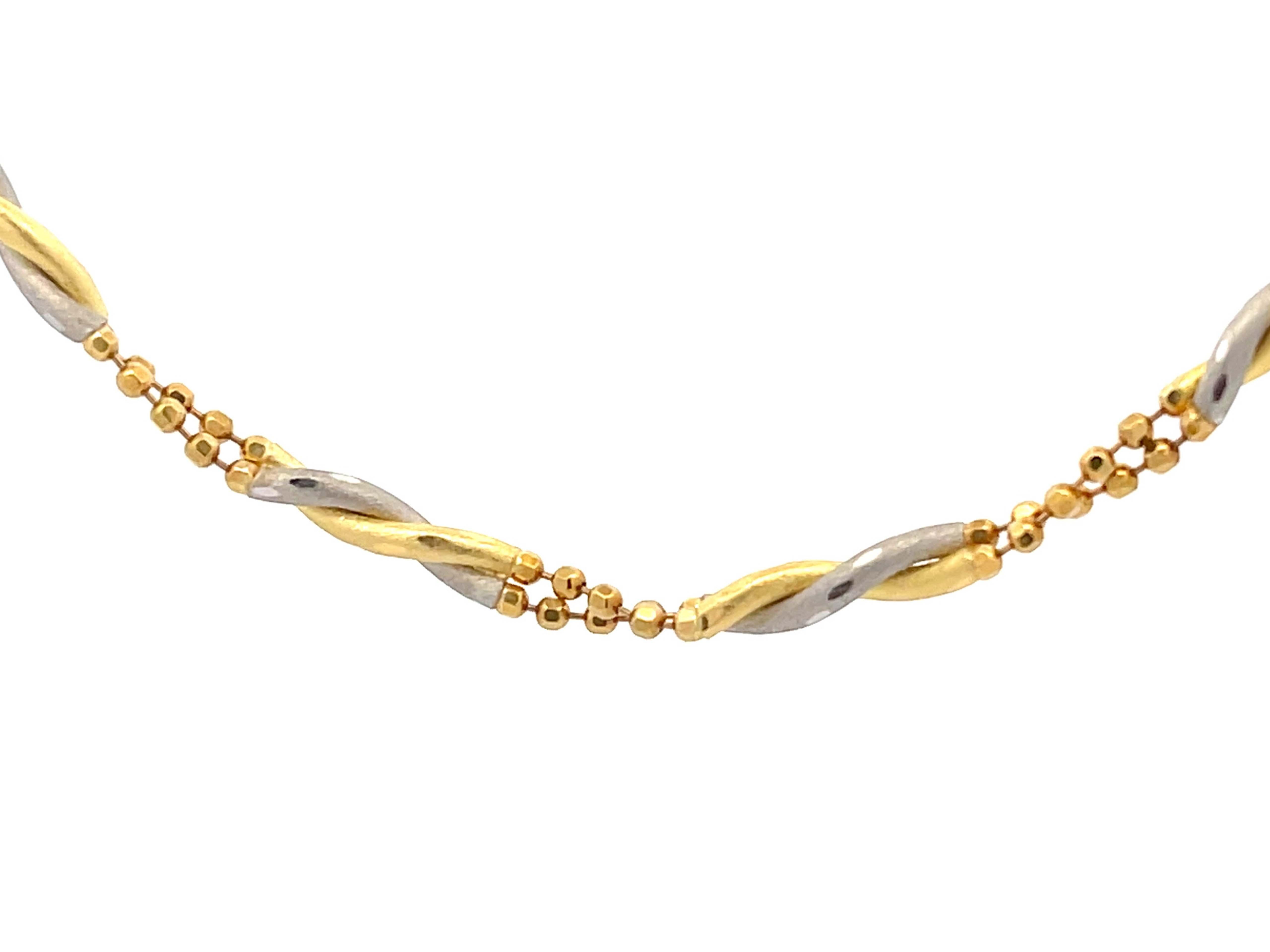 18k Yellow Gold and Platinum Chain Link Necklace  In Excellent Condition For Sale In Honolulu, HI