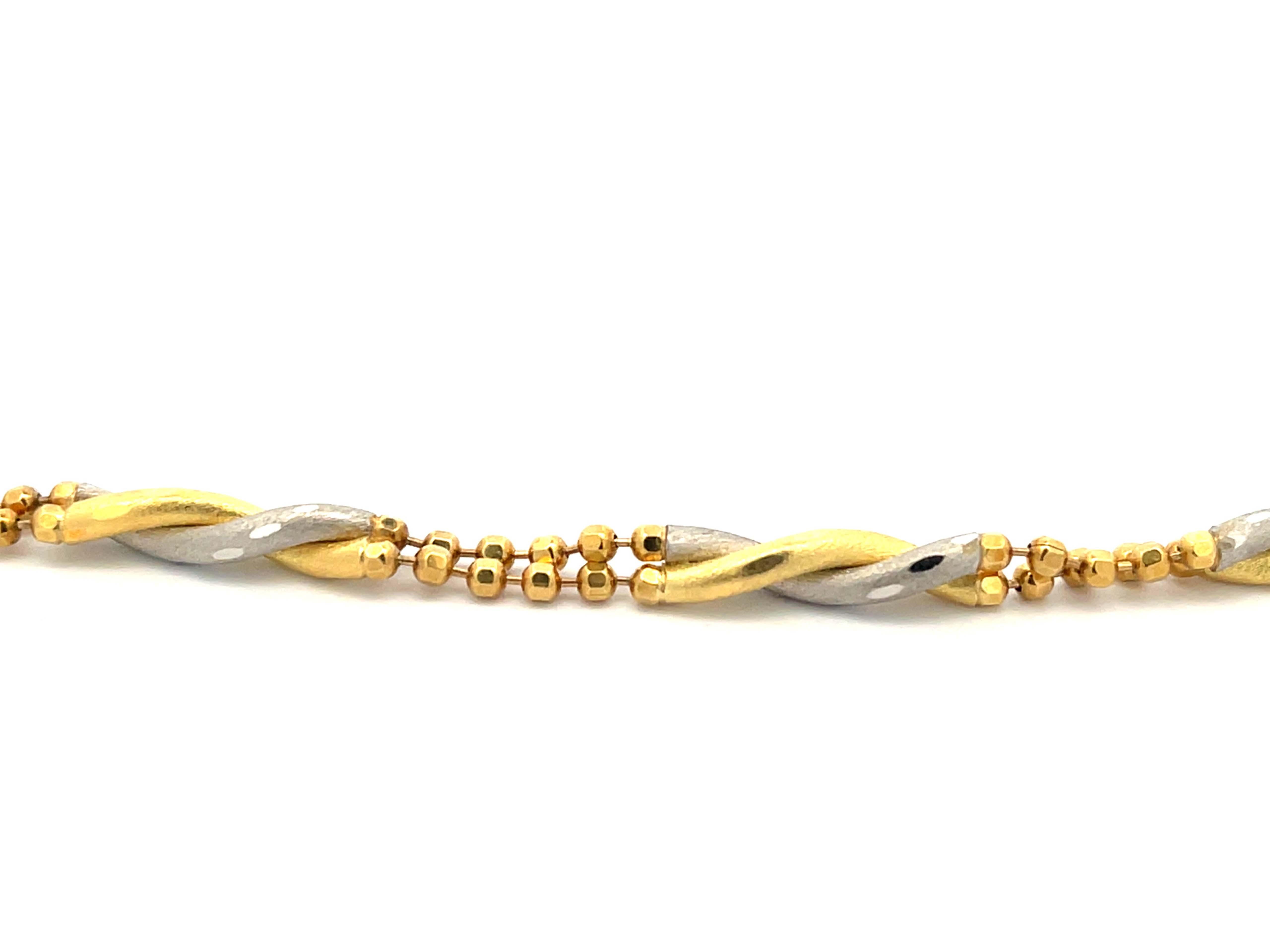 Women's 18k Yellow Gold and Platinum Chain Link Necklace  For Sale
