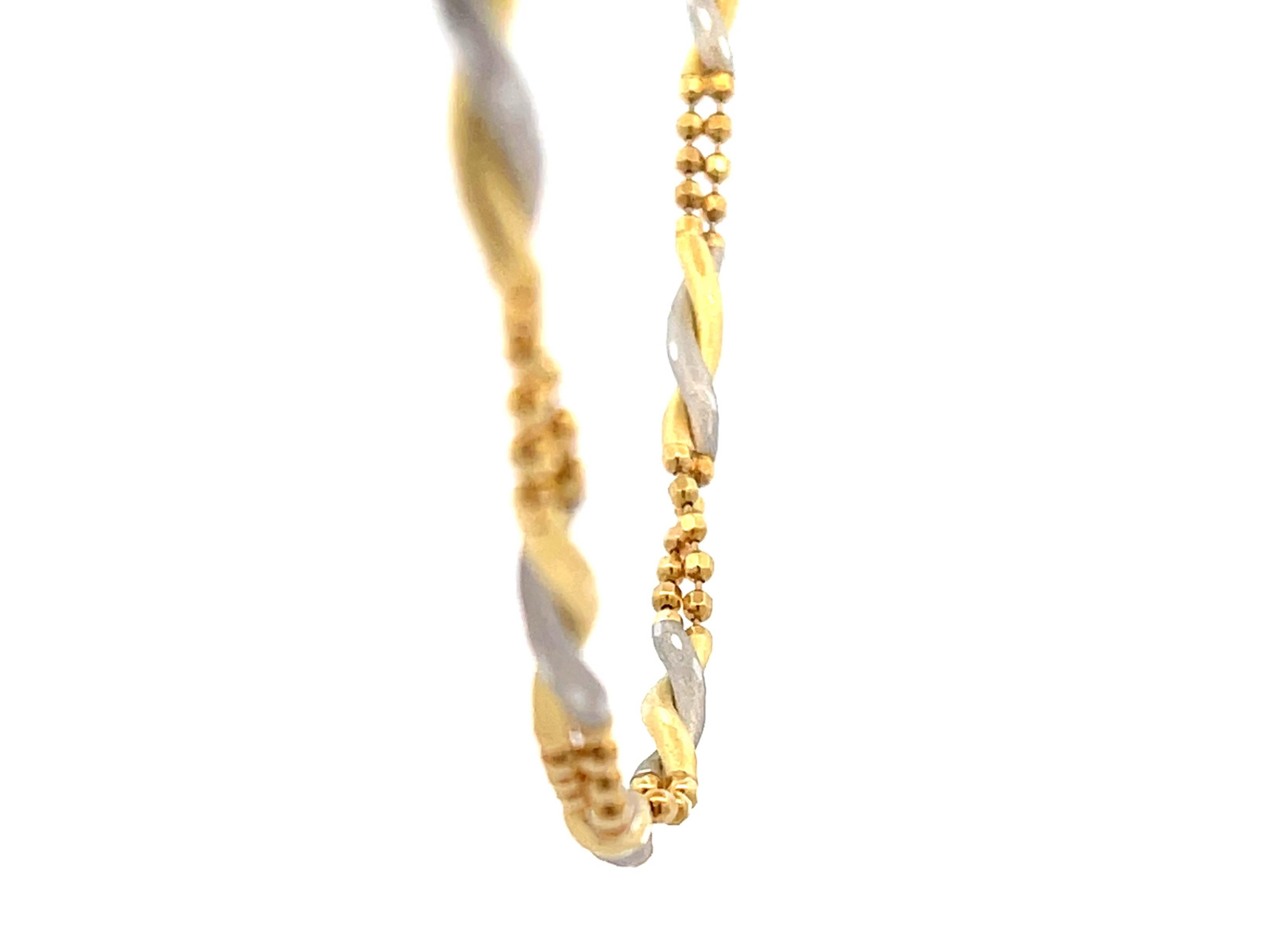 18k Yellow Gold and Platinum Chain Link Necklace  For Sale 1