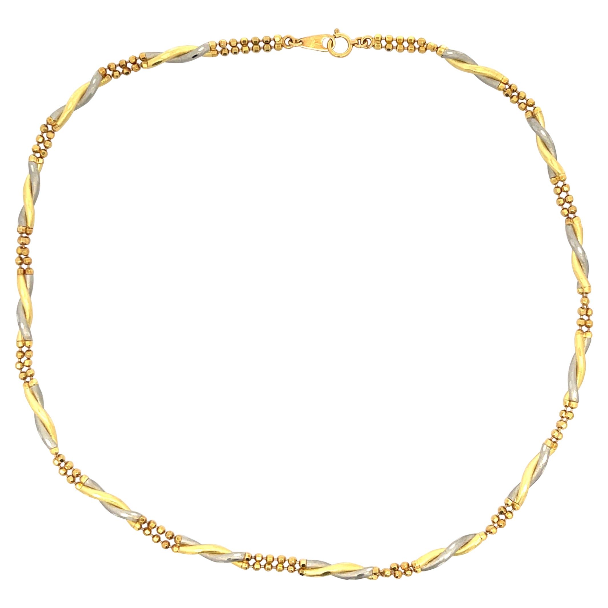 18k Gelbgold und Platin Kette A Link Halskette
