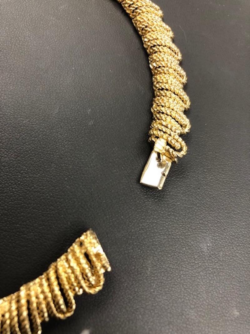 Round Cut 18K Yellow Gold and Platinum Choker Length Diamond Necklace
