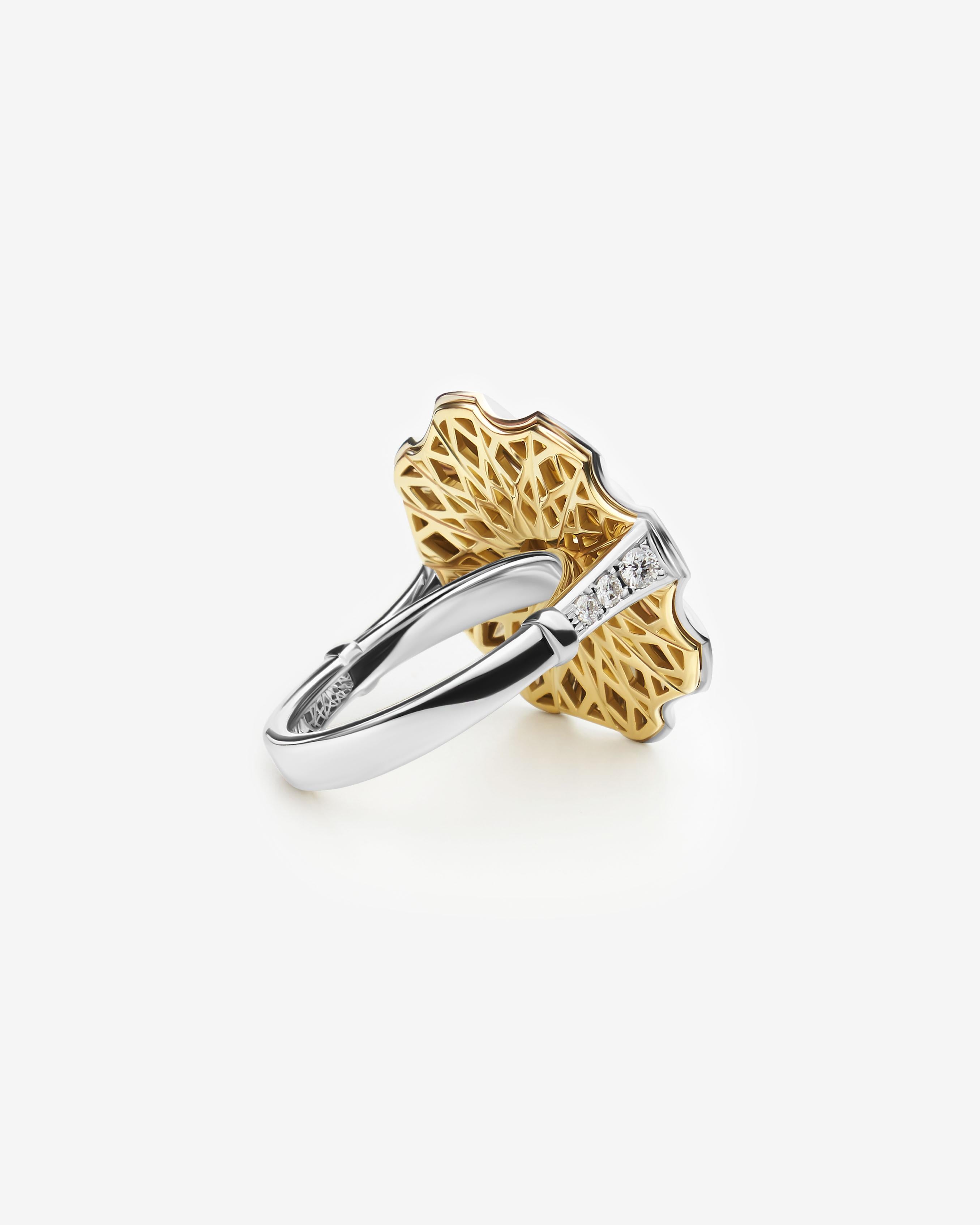 Im Angebot: 18 Karat Gelbgold und Platin Cocktail-Ring mit 1,08 Karat ausgefallenem gelbem Diamant () 3