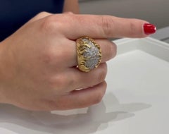 Anillo Mano Derecha Cúpula de Diamantes Oro Amarillo 18K y Platino