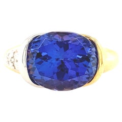 18K Yellow Gold and Platinum Tanzanite and Diamond Ring by Richard Krementz