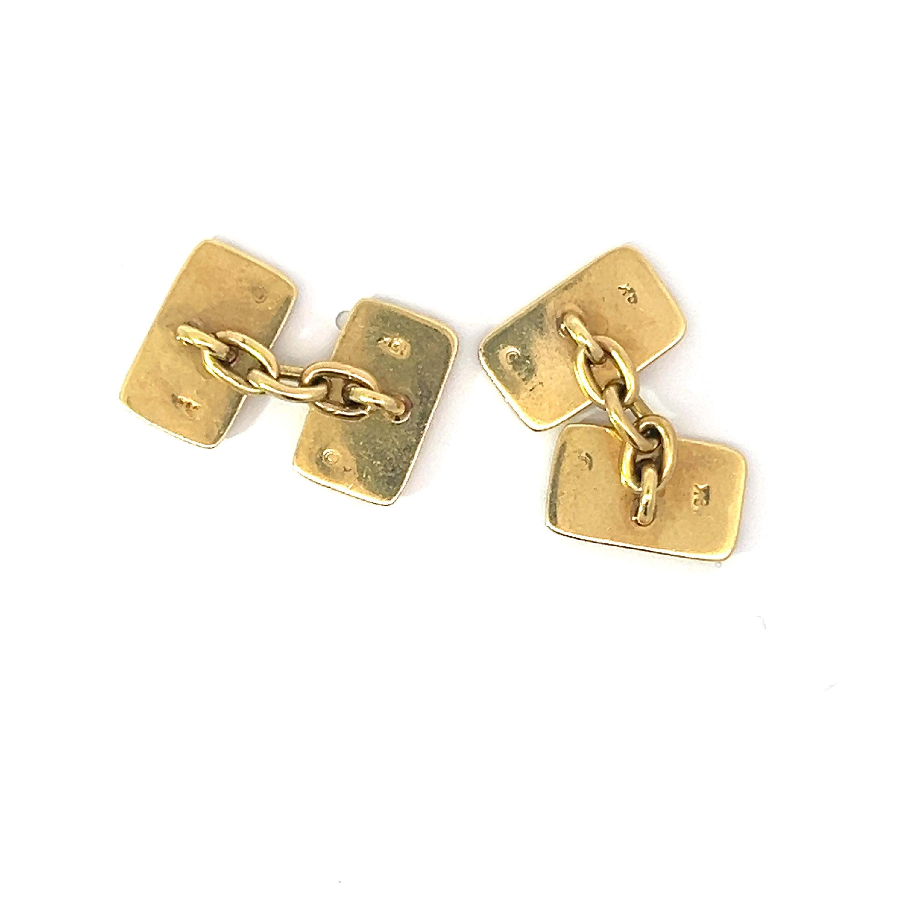 Women's or Men's 18k Yellow Gold and Red Enamel Cufflinks  For Sale