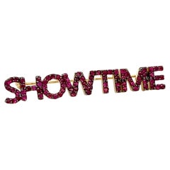 18k Yellow Gold and Rubies Showtime Pin