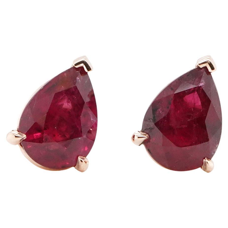 18K Yellow Gold And Ruby Earrings 2.30 ct. For Sale