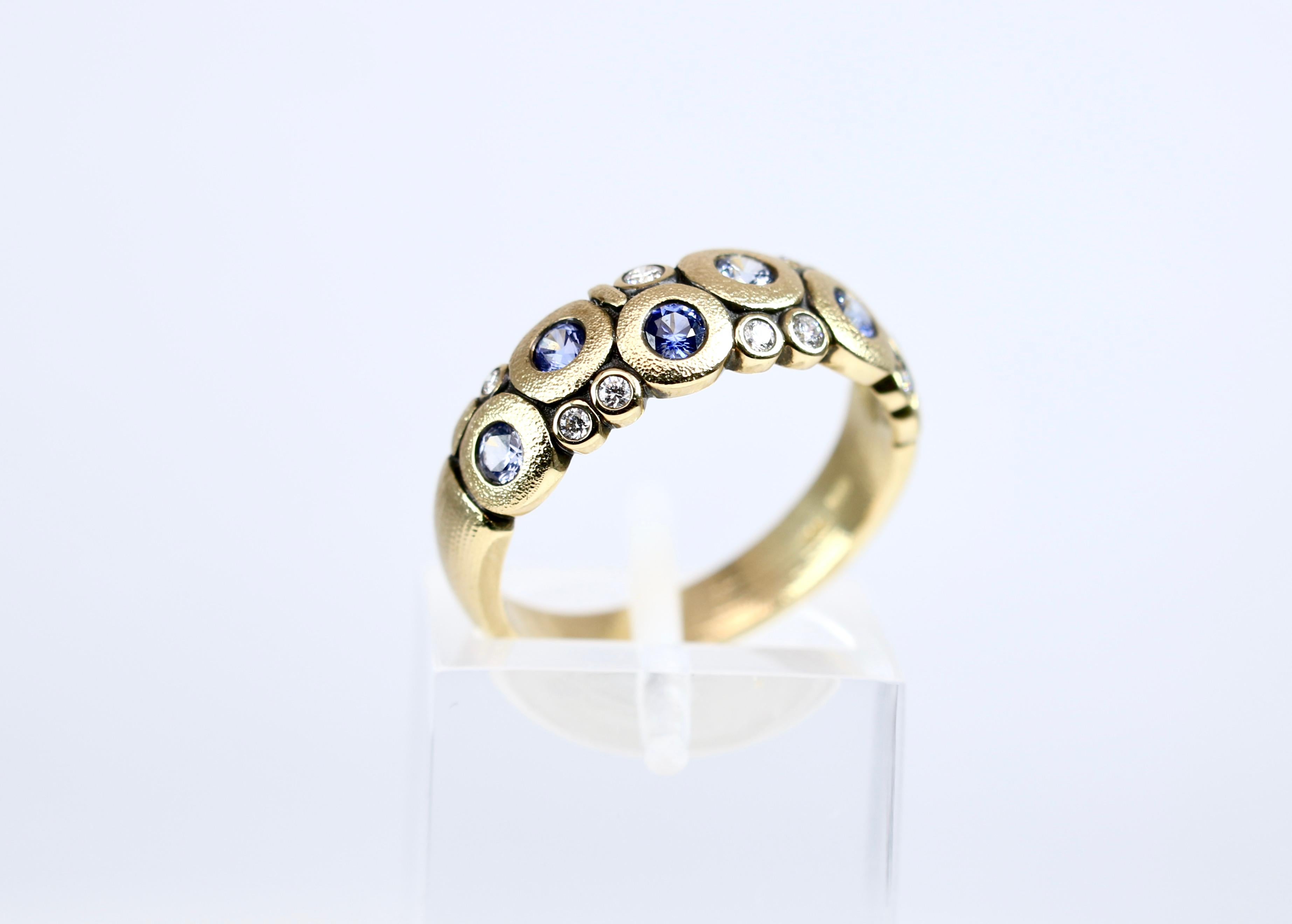 Alex Sepkus Yellow Gold and Sapphire Candy Ring In New Condition In Dallas, TX