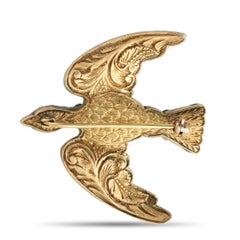 18K Yellow Gold and Silver 3.85ct Diamond Dove Brooch MF18-020626