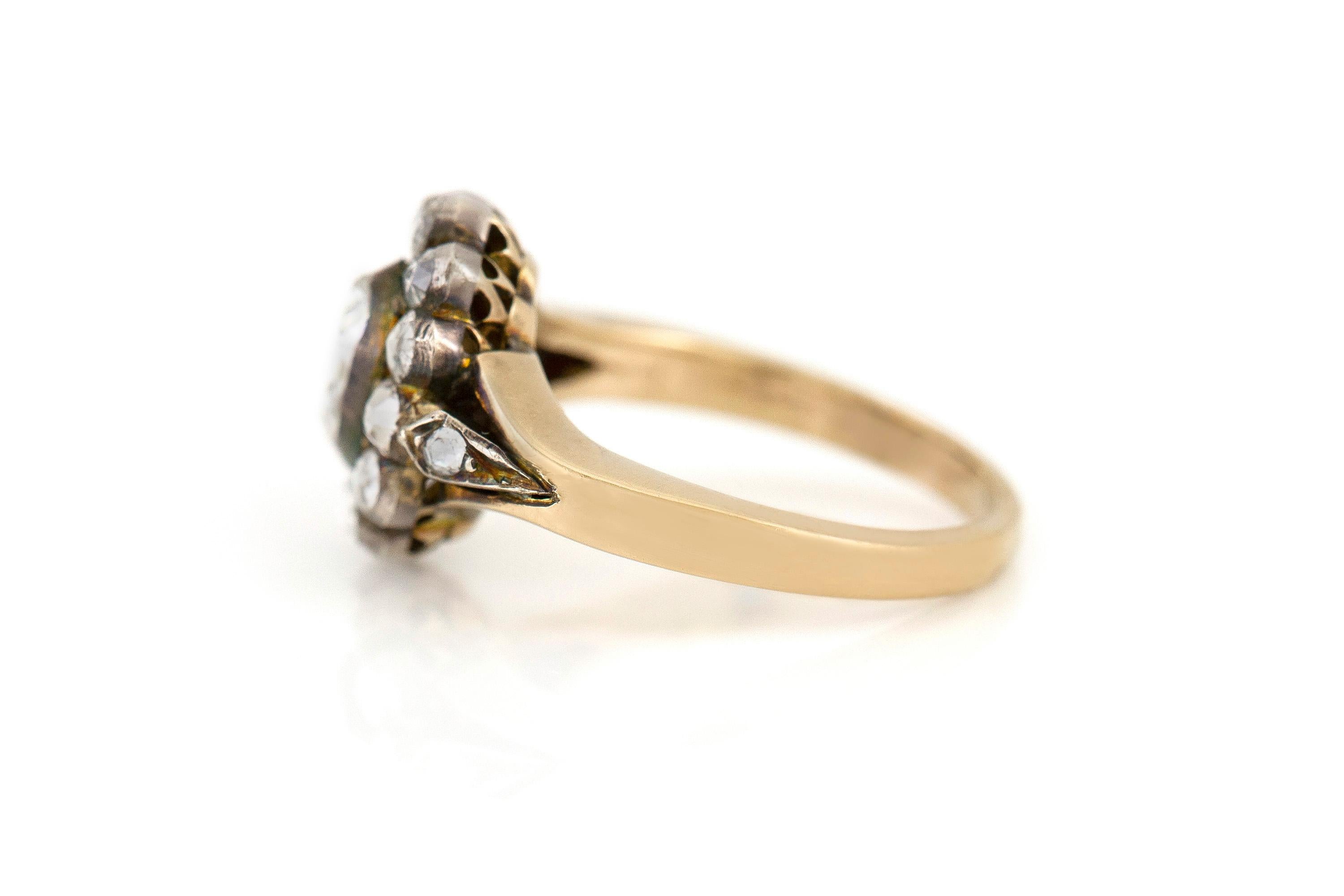 2.20 Carat Diamond Yellow Gold and Silver Ring In Excellent Condition For Sale In New York, NY