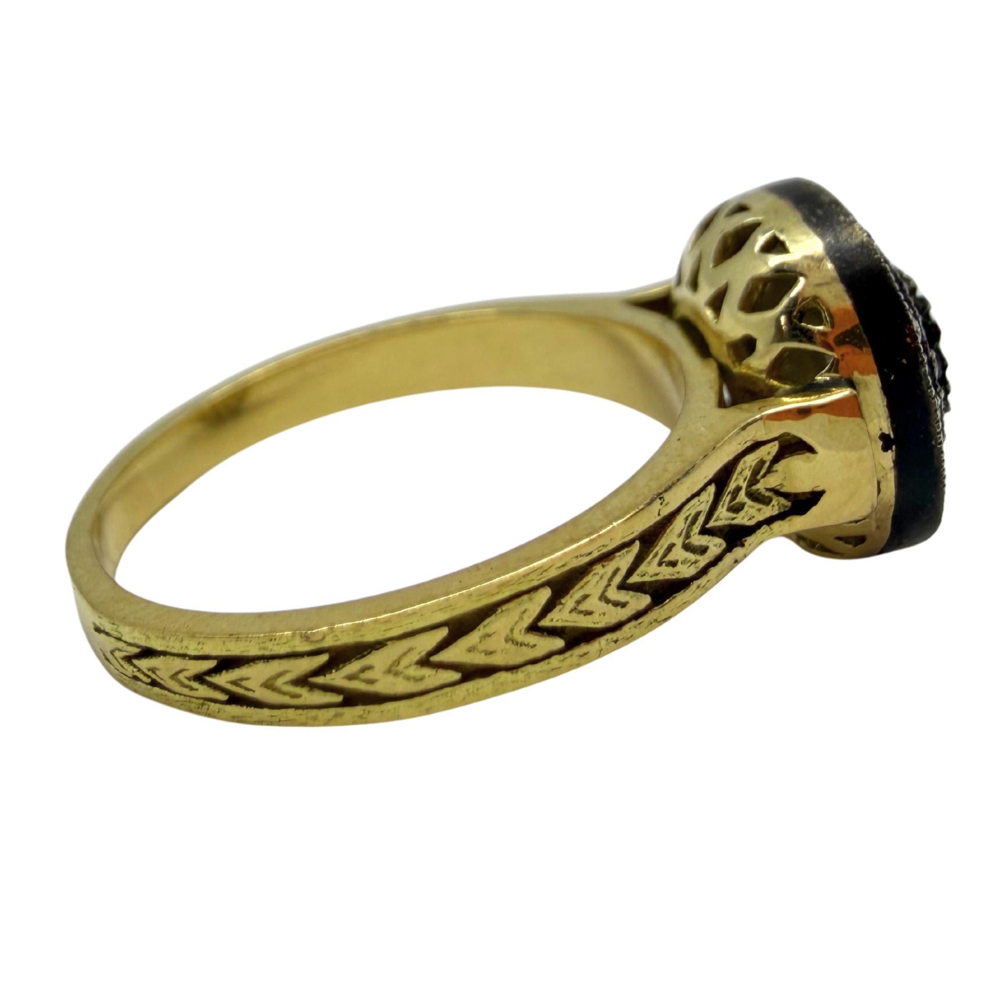 Anello in oro giallo 18K e argento con diamante taglio rosa da 0,30 carati - misura 7,75 in vendita 2