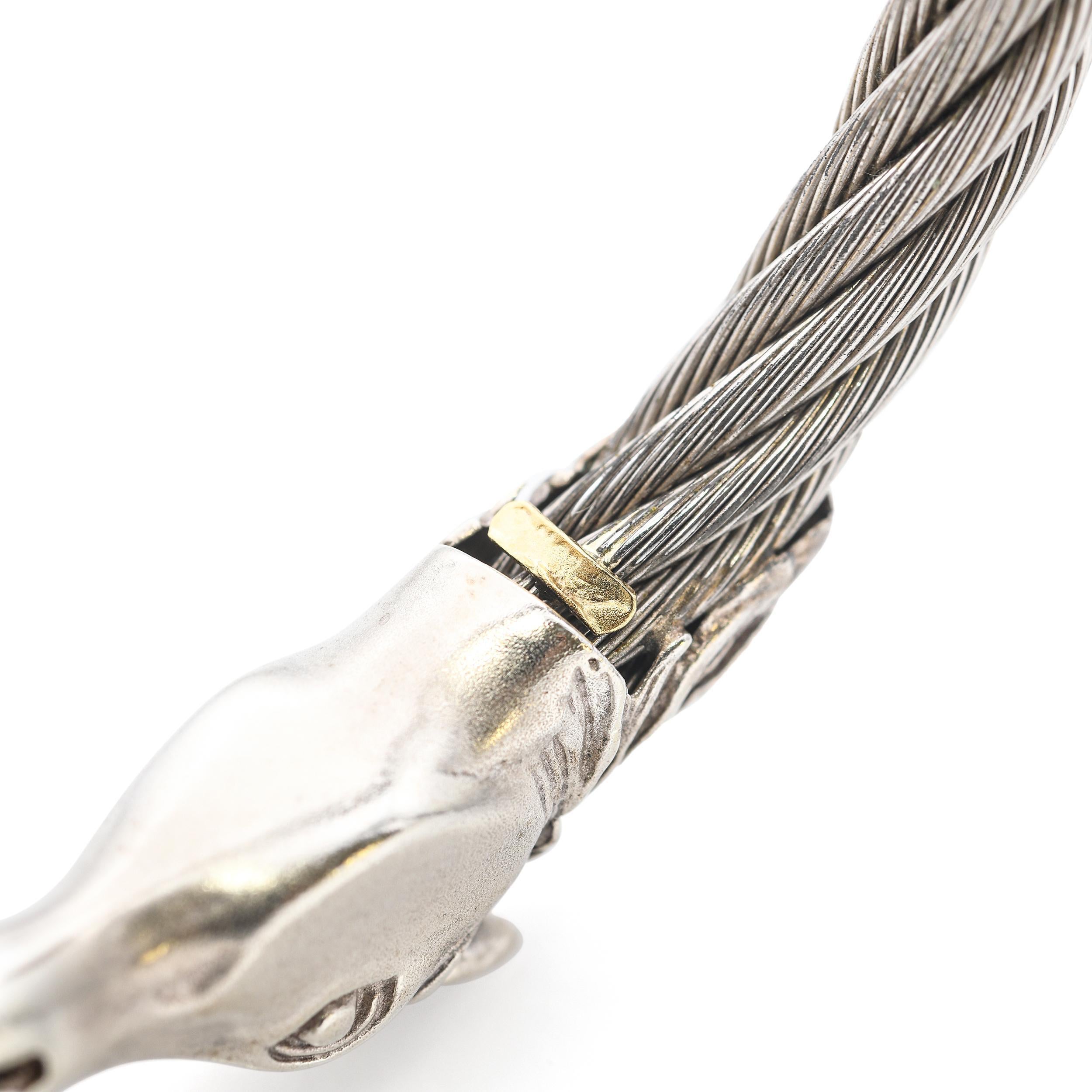 Armband aus 18k Gelbgold und Sterlingsilber mit doppeltem Pferdekopf im Angebot 3