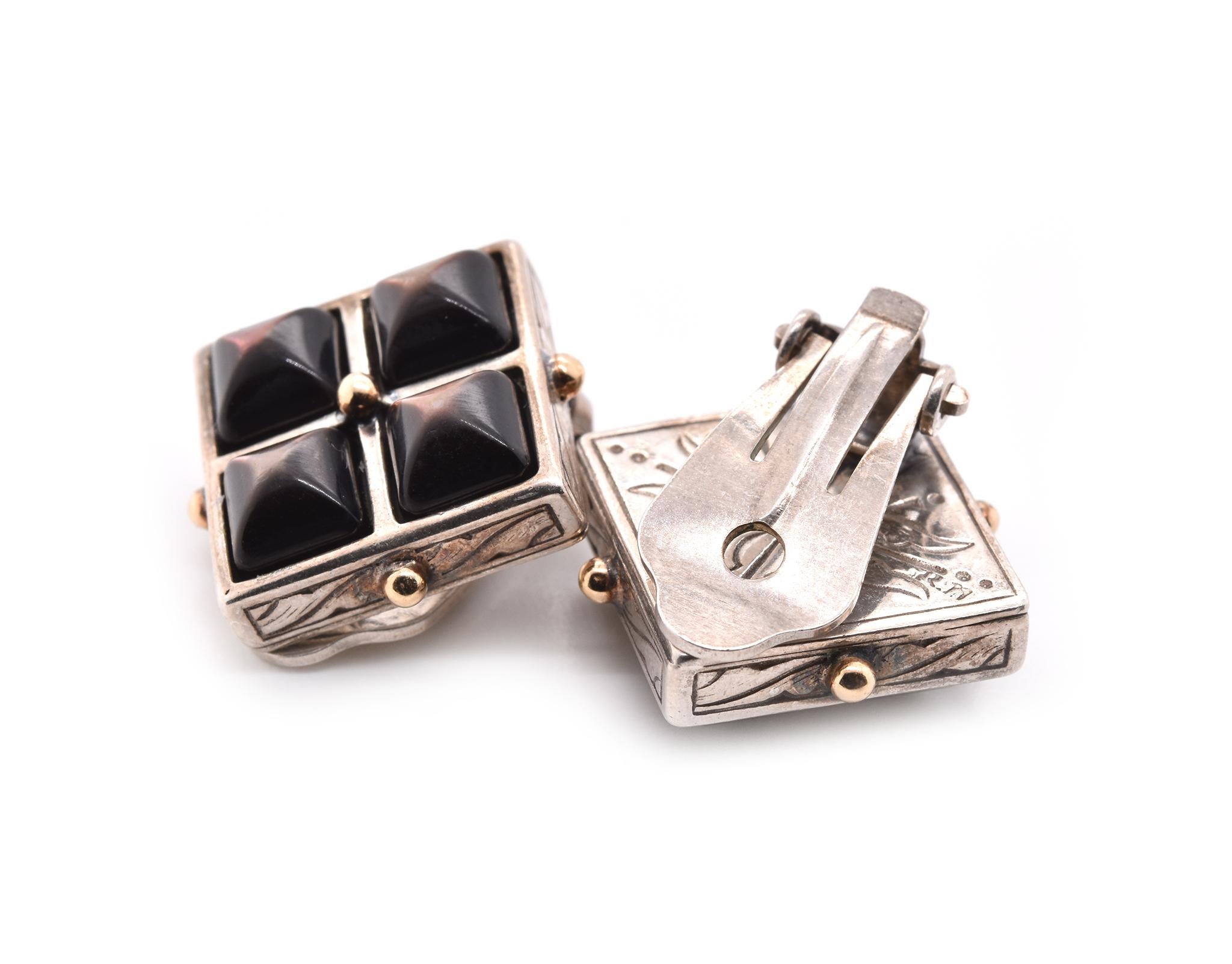 Stephen Dweck 18 Karat Yellow Gold and Sterling Silver MOP Clip-On Earrings In Excellent Condition For Sale In Scottsdale, AZ