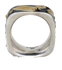 18K Yellow Gold and Sterling Silver Texture Band by Bora