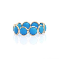 18K Yellow Gold and Turquoise Infinity Band