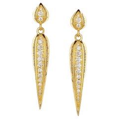 Pendientes Hoja Oro Amarillo 18K y Diamante Blanco