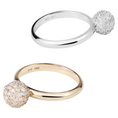 18K Yellow Gold and White Gold Diamond Pavé Ring Set - US 8
