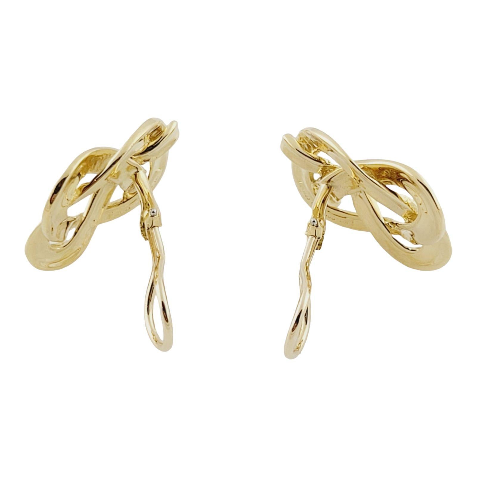 18K Yellow Gold Angela Cummings Clip on Pretzel Twist Earrings For Sale 1