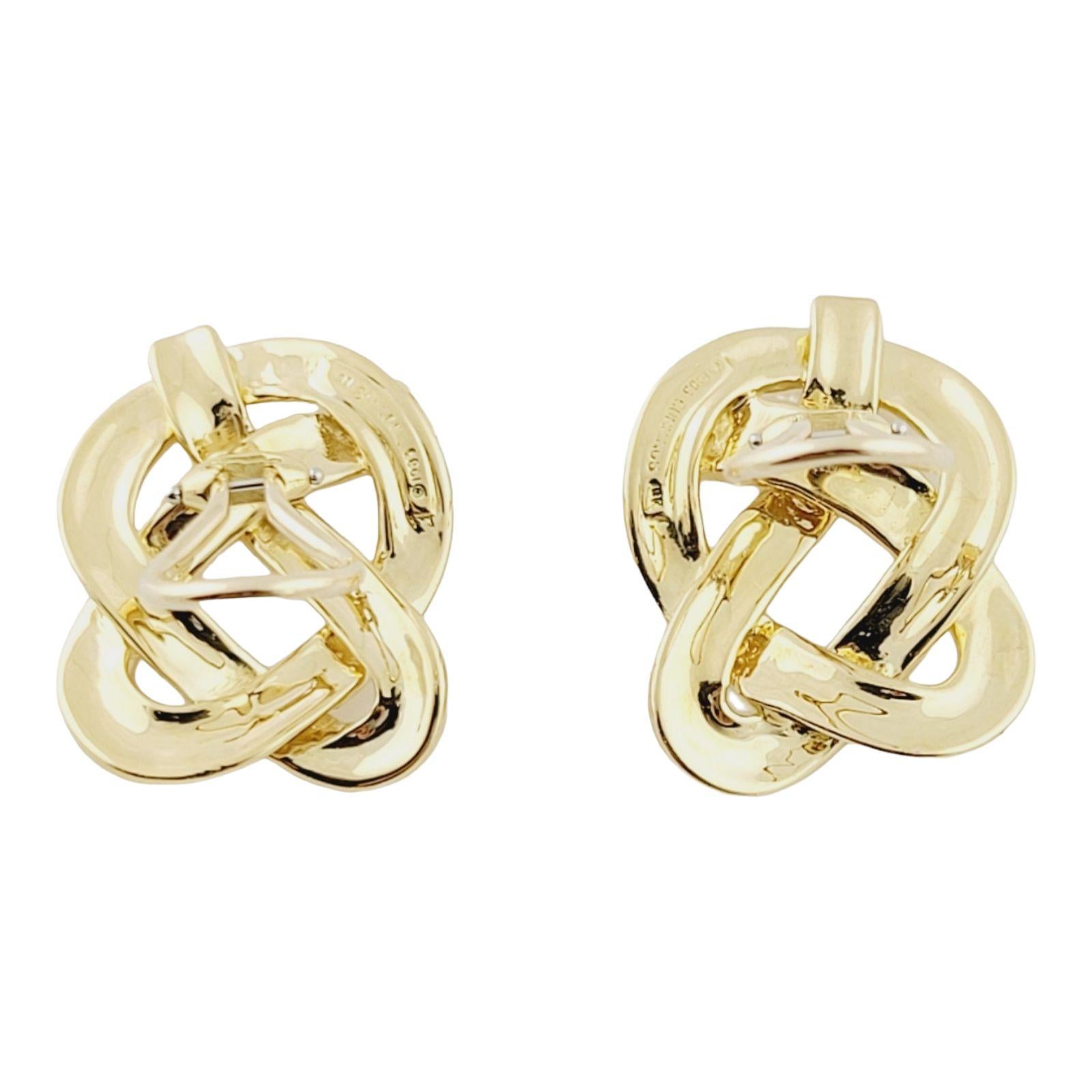 18K Yellow Gold Angela Cummings Clip on Pretzel Twist Earrings For Sale 2