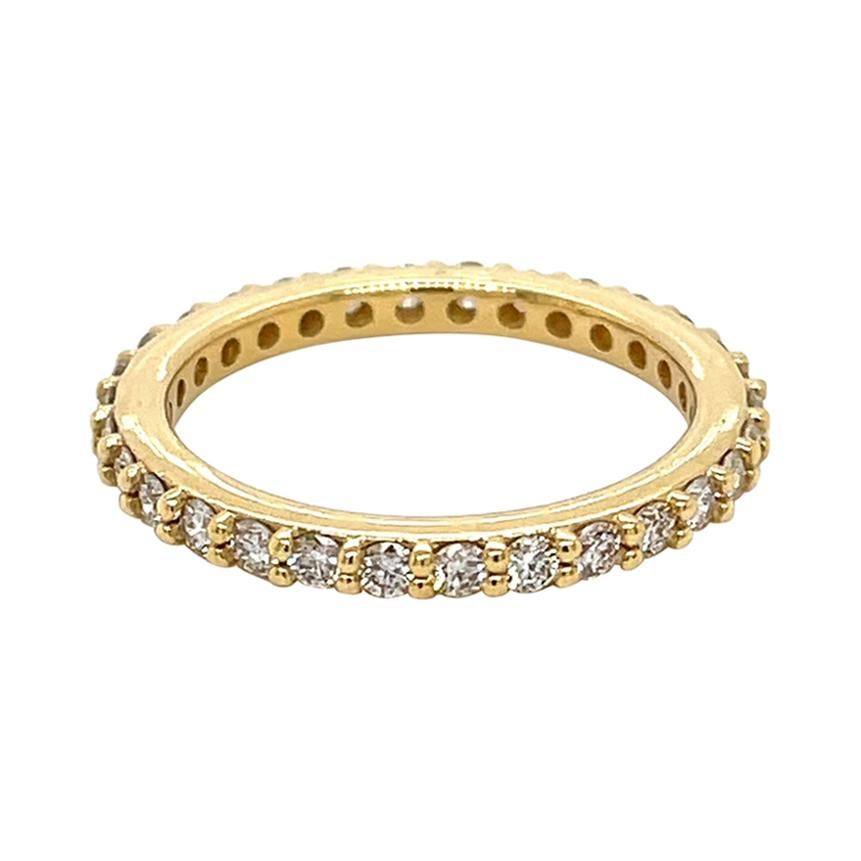 18k Yellow Gold Anniversary Band with Top Light Brown Diamonds For Sale