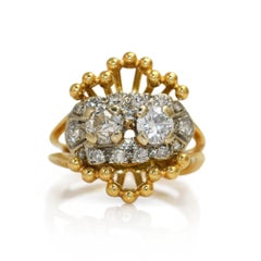 Bague ancienne en or jaune 18 carats avec diamants de 1,00 carat