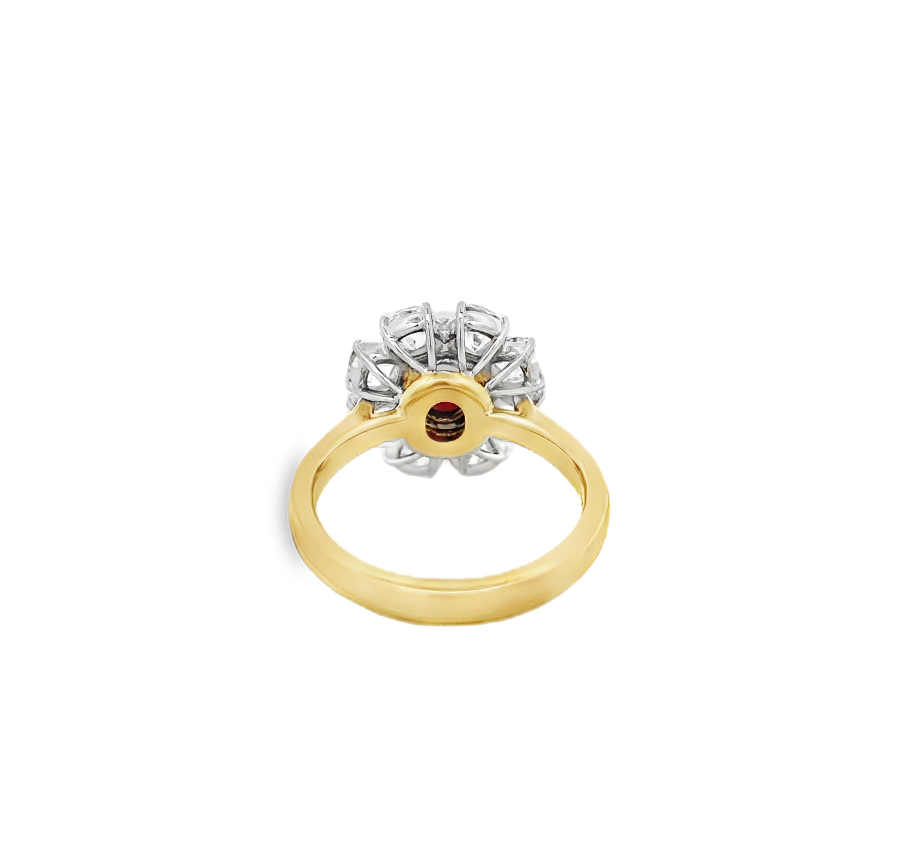 Old European Cut 18K Yellow Gold Antique Old European Style Ruby & Diamond Ring For Sale
