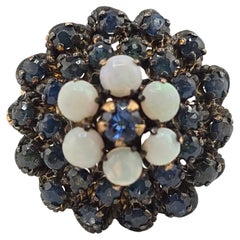 18K Yellow Gold Vintage Sapphire & Opal Ring
