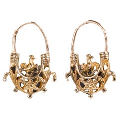 Orecchini in oro giallo 18k con barche siciliane antiche