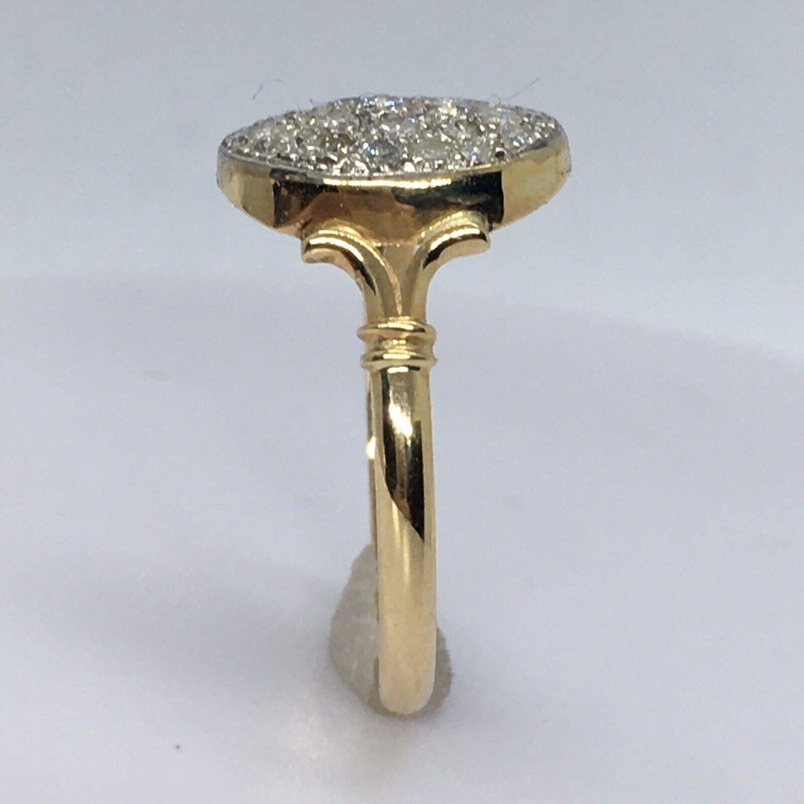 18 Karat Gelbgold Antikes Silber Top 1/2 Karat Diamant Pave Set Ring Größe 7,5 (Rundschliff) im Angebot